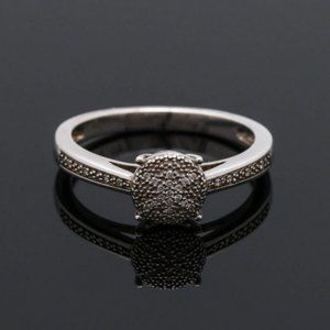 Vintage Sterling Silver Pave Diamond ring